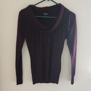 A. Byer Purple Cowl Neck Sweater